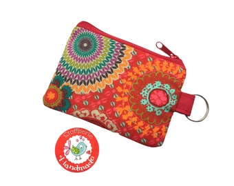 Mini purse - mandala / flowers - red / colorful