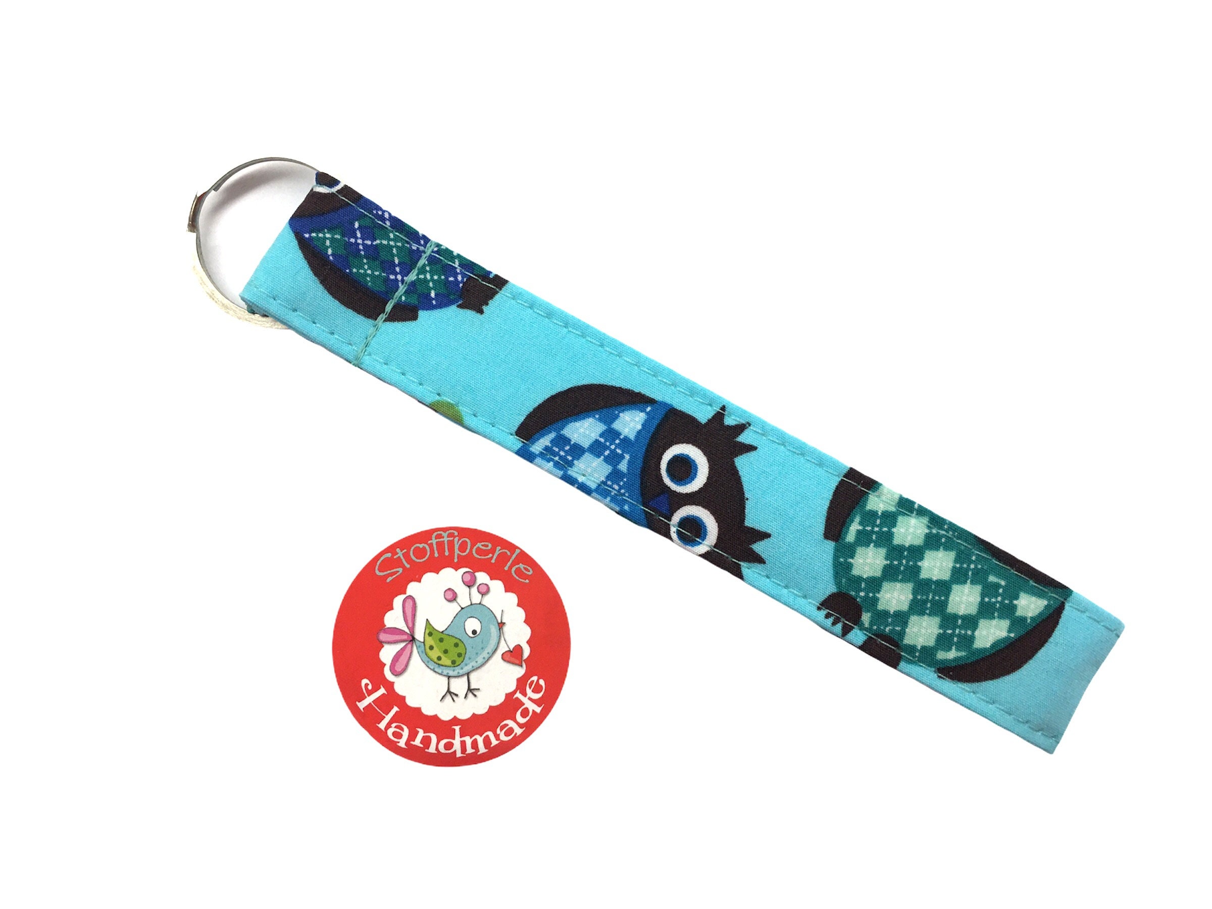 Schl&uuml;sselanh&auml;nger - Eulen / Owls - t&uuml;rkis / braun