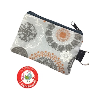 Mini-Börse - Mandala Blumen - grau / bronze