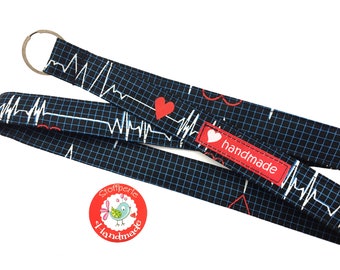 Schlüsselband - EKG - Herz - blau / weiß / rot