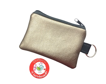 Mini purse - faux leather - champagne / taupe