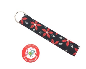 Schlüsselanhänger - Blumen - schwarz / rot