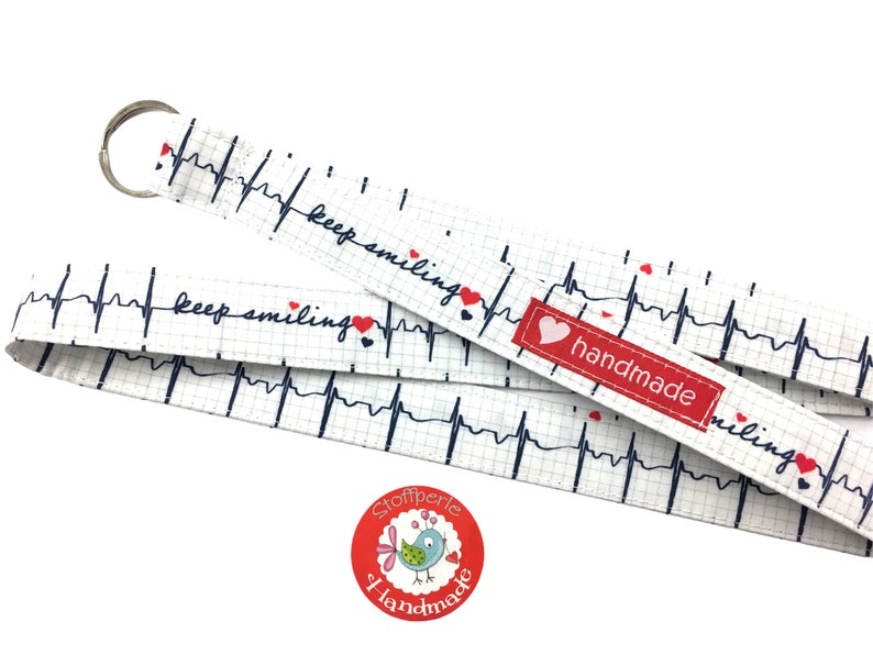 Lanyard ECG Keep Smiling Heart white / red image 1