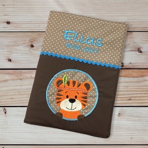 U-Heft-Hülle - Tiger --- personalisiert mit Namen und Datum - braun / sand - Impfpassfach - U-Heft - Untersuchungsheft