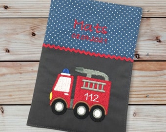 U-booklet cover - fire brigade --- customizable with name and date - gray / blue - vaccination certificate compartment - U-booklet - examination booklet