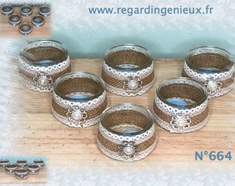 photophores  recycles en verre boheme toile de jute et dentelle