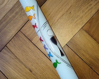 Communion candle "Large Rainbow Fish"