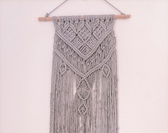 Macrame wall hanging in gray boho boho decoration bohochic wedding wall decoration boho home natural wood