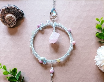 Sun Catcher | Suncatcher | Ornament | Deco | Pearls | crystal | rainbow maker | Rose Quartz | moon