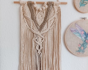 Macrame wall hanging in natural tones boho decoration brown beige white