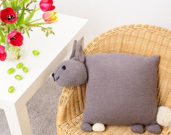 Knitting instructions animal cushion Bunny Mümmel, cushion size 30 x 30 cm, beginner-friendly