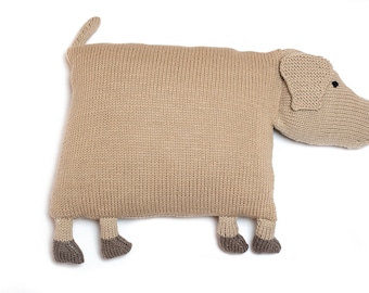 Breiinstructies dierenkussen hond Tapsy - BellaFarm knuffel in 30 x 30 cm