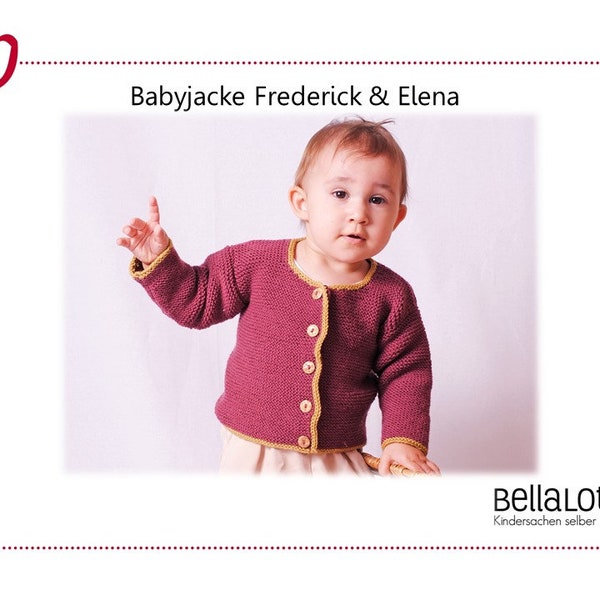 Knitting instructions baby jacket Frederick & Elena in 3 sizes from 62 to 92