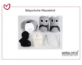 Breiinstructies voor babyschoentjes muiskind met applicaties in 2 maten vanaf 3 - 12 maanden