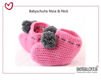 Instructies voor babyslofjes Nina & Nick, eenvoudig