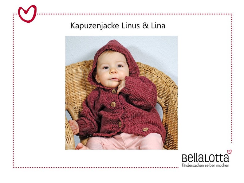 Strickanleitung Kapuzenjacke Linus & Lina für Babys 0-24 Monate Bild 1