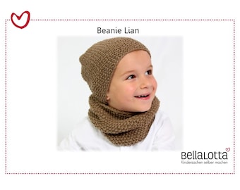 Knitting pattern beanie, 3 sizes, for beginners