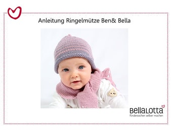 Knitting instructions striped hat Ben and Bella, 0-3 years, for beginners