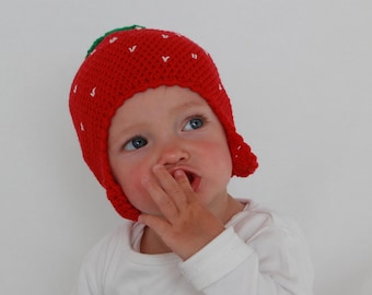 Simple crochet pattern baby strawberry hat "Emely" 0-2 years for crochet beginners