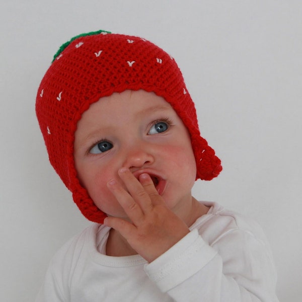 Simple crochet pattern baby strawberry hat "Emely" 0-2 years for crochet beginners