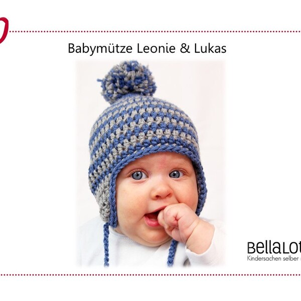 Crochet pattern striped hat Leonie and Lukas, 0-2 years, for beginners