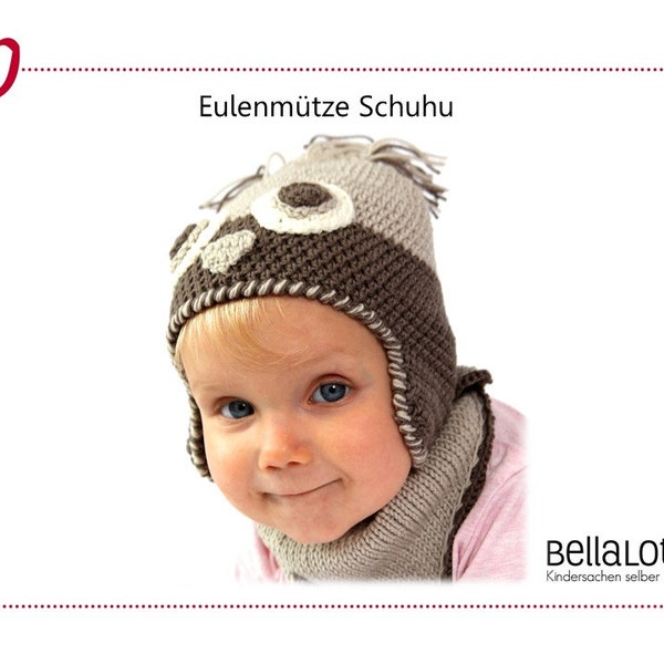 Crochet pattern owl hat Schuhu in 3 sizes from 0-2 years - suitable for beginners