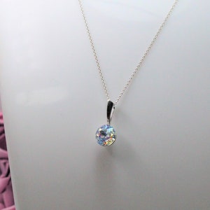 Aurora borealis, Swarovski crystal necklace, Sterling silver 925 necklace, Minimalist pendant necklace