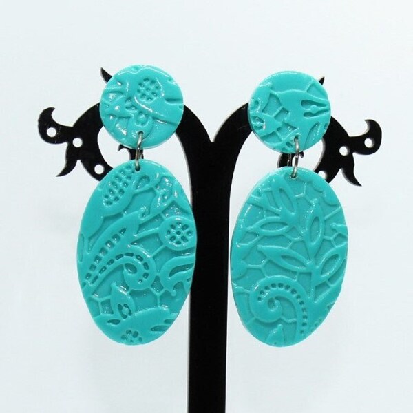 Turquoise clay earrings Clearance