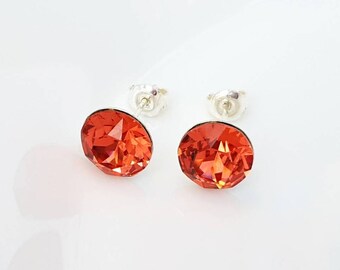 Swarovski stud earrings , Crystal earrings , Sterling silver , Daintyy earrings , Round earrings , Various sizes , BBbebeautiful