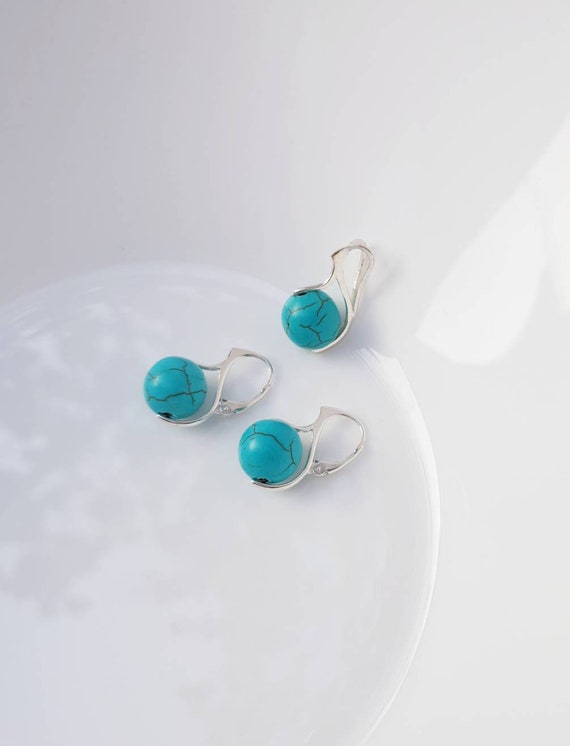 Turquoise Jewelry Set Gemstone Set Gemstone Earrings Gemstone | Etsy