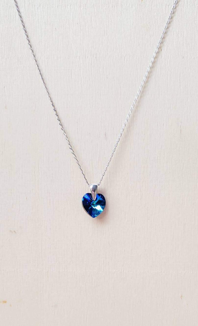 Blue Heart . Swarovski Crystal Necklace . Pendant Necklace . Etsy