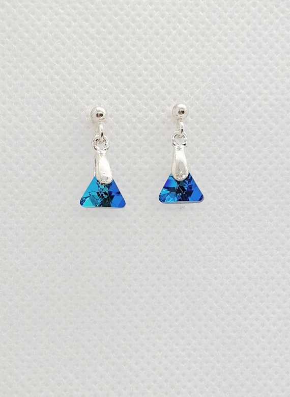 Navy blue swarovski crystal deals earrings