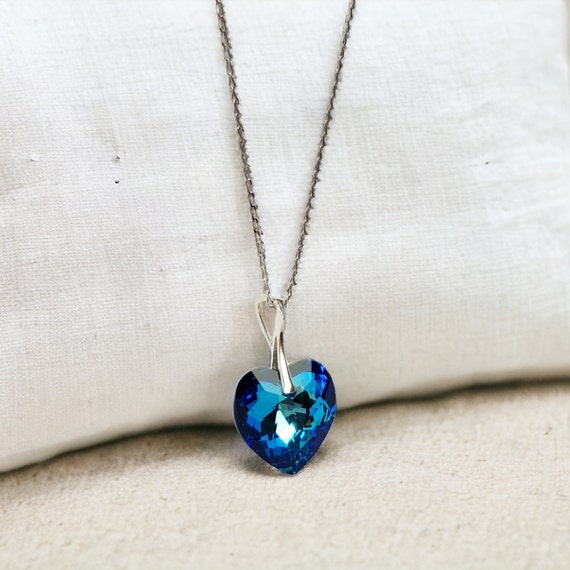 Hyperbola pendant, Crystal pearls, Heart, Blue, Rhodium plated | Swarovski
