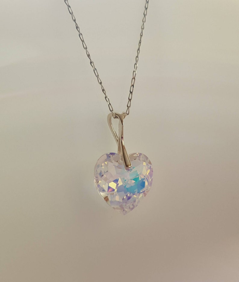 Swarovski Necklace . Aurora Borealis Heart Necklace - Etsy