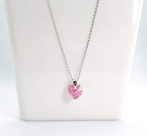 Pink swarovski shop crystal necklace
