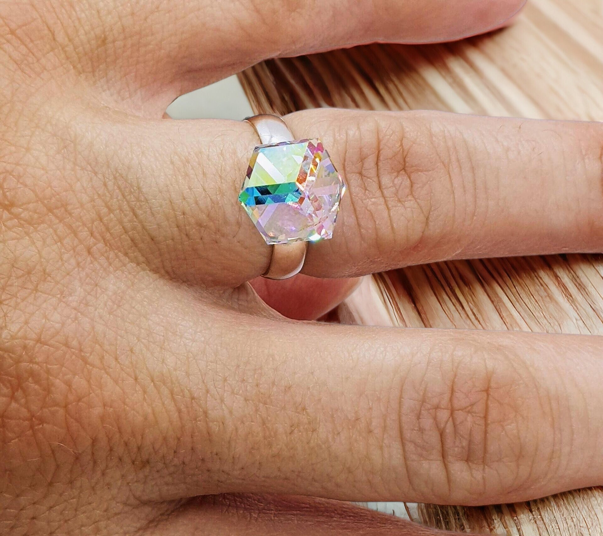 Opal Ocean Blue Swarovski Ring – Shop