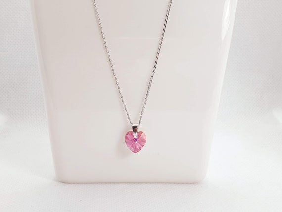 Swarovski | Jewelry | Silver Swarovski Necklace With Pink Heart Pendant |  Poshmark