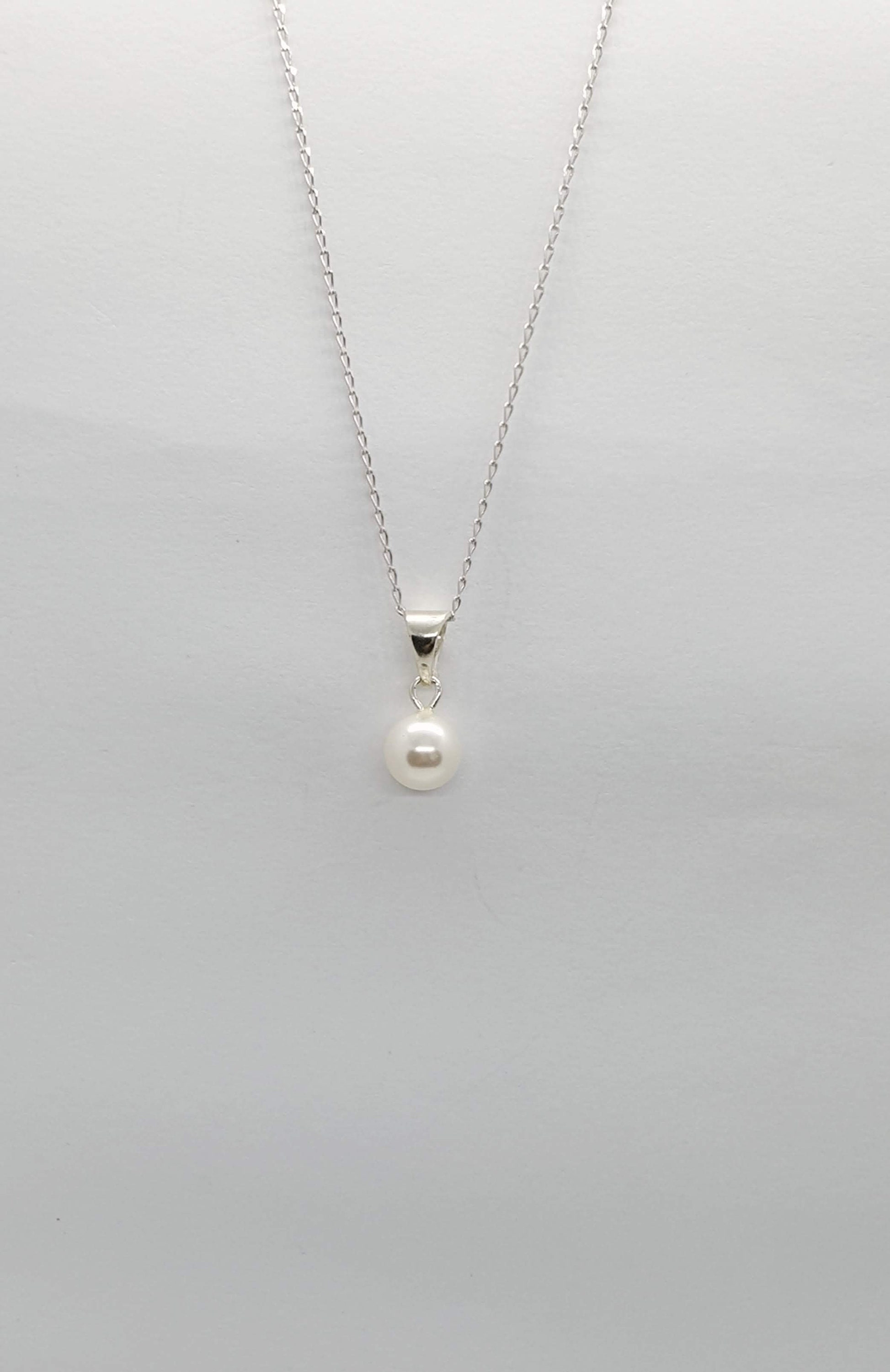 Pearl Necklace, Single Pearl Necklace, Swarovski Necklace, Jewelry Gift ...