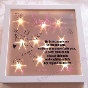 Gift for birth - illuminated frame, illuminated picture, illuminated picture frame "Birth / Guardian Angel"