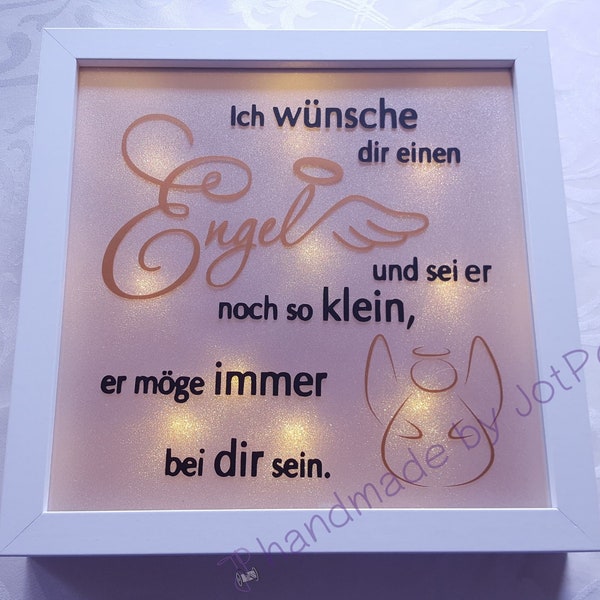 Geschenk zur Taufe / Leuchtrahmen, Leuchtbild, beleuchteter Bilderrahmen "Schutzengel"