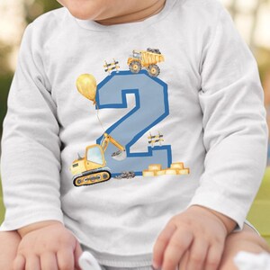 Mikalino Baby / Kinder Longsleeve mit Spruch Ich bin 2 Baustelle Langarm Shirt für Jungen und Mädchen Geschenkidee Bild 7