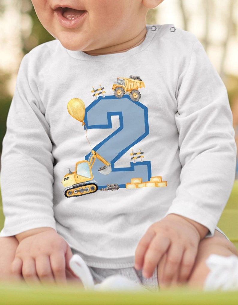 Mikalino Baby / Kinder Longsleeve mit Spruch Ich bin 2 Baustelle Langarm Shirt für Jungen und Mädchen Geschenkidee Bild 7