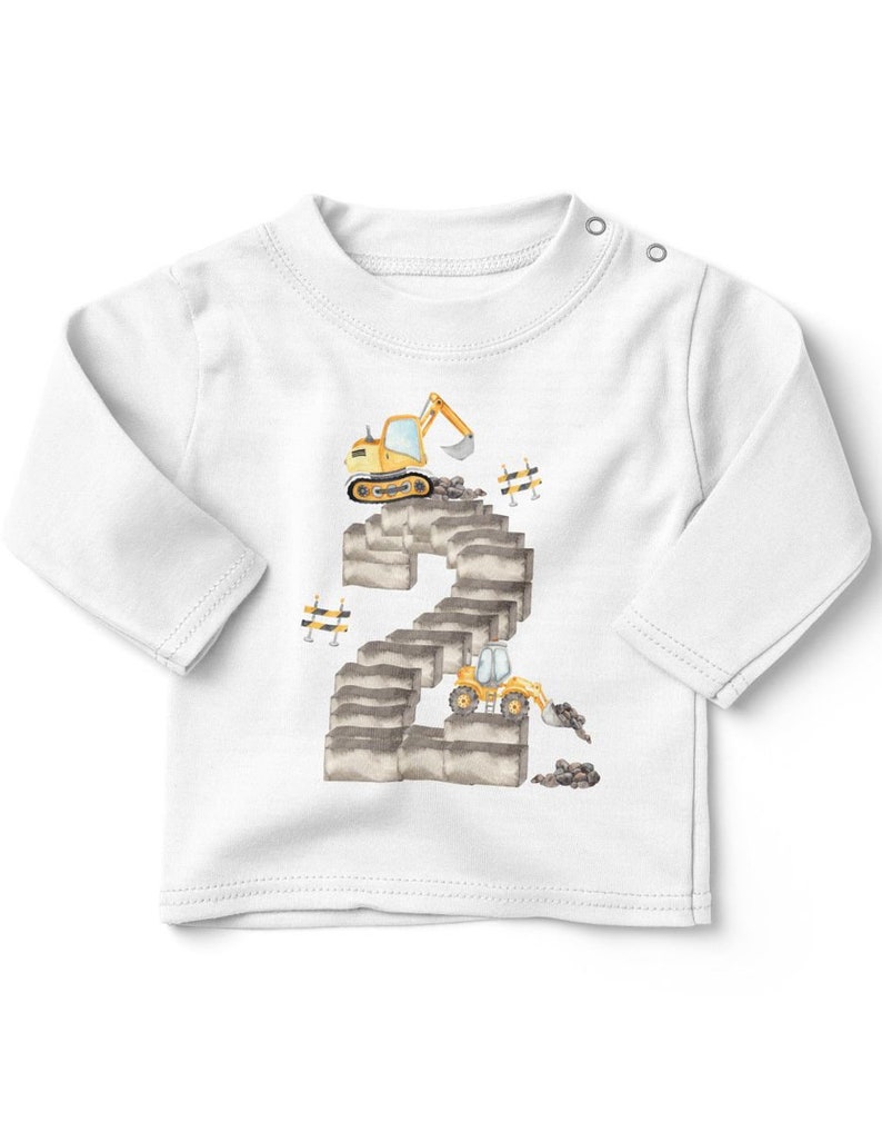 Mikalino Baby / Kinder Longsleeve mit Spruch 2 Bagger Geburtstag Langarm Shirt für Jungen und Mädchen Geschenkidee Bild 5