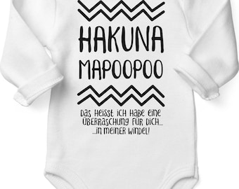 Mikalino Babybody mit Spruch für Jungen Mädchen Unisex Langarm Hakuna Mapoopoo | handbedruckt in Deutschland