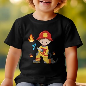 Kinder T-Shirt Feuerwehrmann Cartoon, Lustiges Beruf Kostüm Design, Geschenk für Jungen und Mädchen image 7