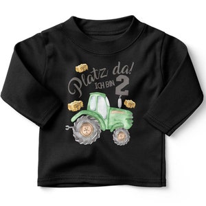 Mikalino Baby / Kinder Longsleeve mit Spruch Ich bin 2 Traktor Langarm Shirt für Jungen und Mädchen Geschenkidee schwarz