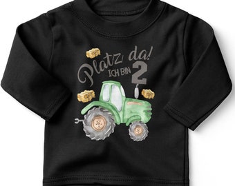 Mikalino Baby / Kinder Longsleeve mit Spruch Ich bin 2 Traktor Langarm Shirt für Jungen und Mädchen | Geschenkidee