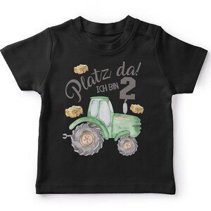 Mikalino Baby / Kinder T-Shirt mit Spruch Ich bin 2 Traktor Kurzarm Shirt für Jungen und Mädchen Geschenkidee schwarz