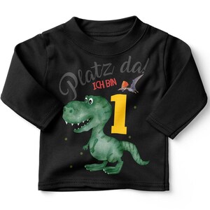 Mikalino Baby / Kinder Longsleeve mit Spruch Platz Da ich bin Eins 1 Dinosaurier T-Rex mit Flugsaurier Langarm Geschenkidee Bild 2