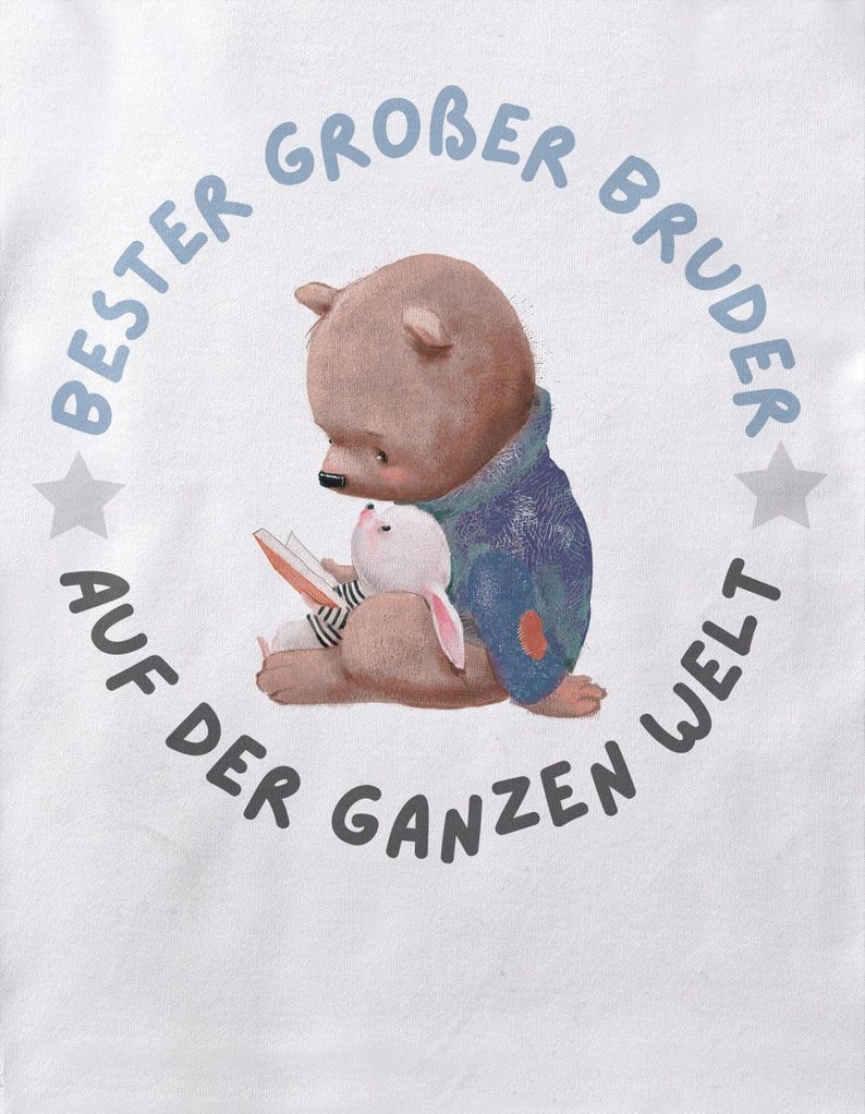 Mikalino Baby / Kinder Longsleeve mit Spruch für Jungen Mädchen Unisex langarm Bester großer Bruder auf der ganzen Welt handbedruckt Bild 6